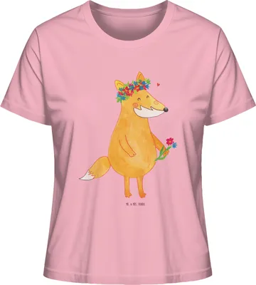 Produktbild von Mr. & Mrs. Panda Baumwoll T-Shirt Damen Fuchs Blumen Größe XL - Baumwolle Pink - Geschenk, Oberteil, Ich, Shirt, Motivation, Boho, Mit Print, Basic, Blumenliebe, Liebe