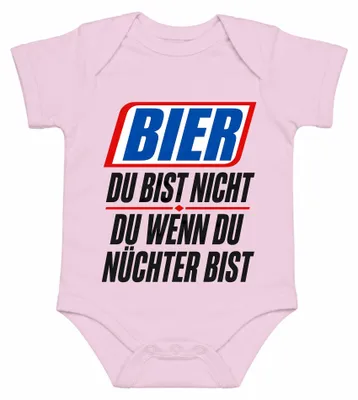 Productafbeelding van Bier. Jij bent niet jezelf als je nuchter bent. Grappige uitspraak. Sarcastisch. Babybody, roze, 6/12 maanden