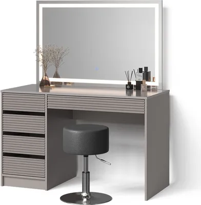 Produktbild von Schminktisch Livinity Imola Cashmere mit LED-Spiegel und Hocker, Model 53112