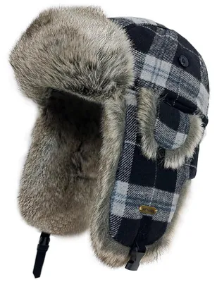 Produktbild von Trapper Mütze mit Ohrenklappen M-L Schwarz-Grau