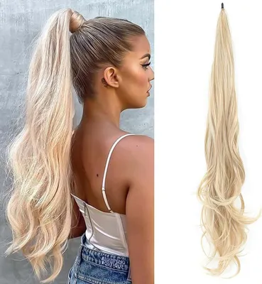 Produktbild von Pferdeschwanz-Extensions blond – Haarverlängerungen – Wrap-Around-Pferdeschwanz-Extension – Haarverlängerung – Haarteil – 80 cm