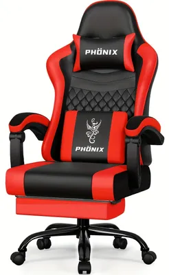 Obrázek produktu pro Herní židle s podnožkou, ergonomická herní židle, herní křeslo s nastavitelnou bederní opěrkou a polštářkem na hlavu
