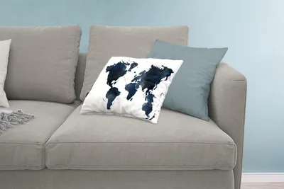 Produktbild von MuchoWow® Zierkissen Sofakissen Wohnzimmer Dekokissen 60x40 cm Weltkarte - Abstrakt - Blau - Kopfkissen - Polster mit Foto