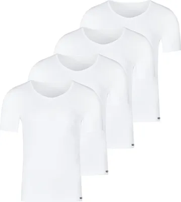 Produktbild von Skiny 4er Pack Unterhemd / Shirt Kurzarm Unterhemd / Shirt Kurzarm V-Ausschnitt für coole Styles, Körpernaher Passform, Strapazierfähig, pflegeleicht und langlebig