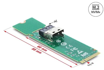 Obrázek produktu pro Převodník M.2 Key M na SFF-8654 4i, adaptér PCIe NVMe