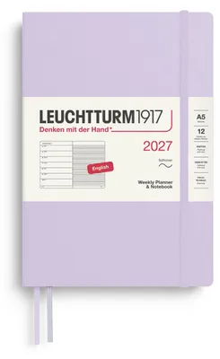 Image de Calendrier hebdomadaire 2027 LEUCHTTURM1917, format moyen (A5), avec bloc-notes ligné – Planificateur de rendez-vous