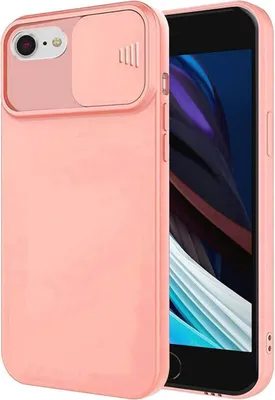 Produktbild von 360 Grad Schutz CamShield Silikon Cover Case Slim Handyhülle Schutzhülle mit Kameraschutz Kameraabdeckung kompatibel mit iPhone SE 2021 Pfirsich