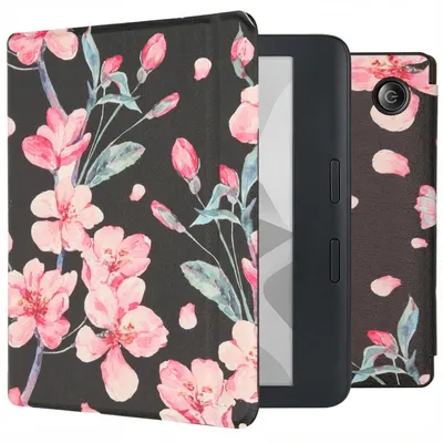 Zdjęcie produktu dla imoshion Design Slim Hard Sleep Cover z podstawką dla Kobo Libra H2O - Blossom