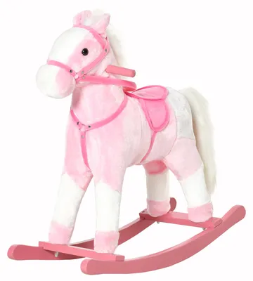 Produktbild von HOMCOM Kinder Schaukelpferd Schaukeltier Schaukelspielzeug Wiehern Rosa