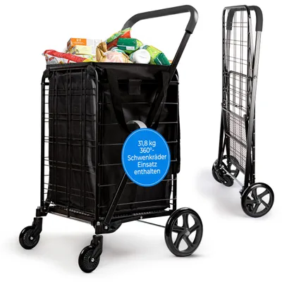 Produktbild von Serenelife Einkaufstrolley Klappbar, Einkaufswagen mit 50L Kapazität, Shopping T