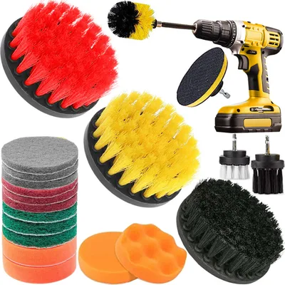 Produktbild von 22X Set Bürstenaufsatz Reinigung Bürste Bohrmaschine Rotierende Reinigungsbürste Akkuschrauber Bürste für Badewanne Fliesen Böden Felgen Grill Retoo