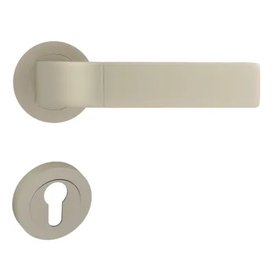Produktbild von DOMINO Türgriff Drückergarnitur PZ-Profilzylinder  | Rund | Zimmertür, Bürotür, Kellertür & Innentür |  Aluminium | Satin Nickel Velvet | FOKUS-R M91