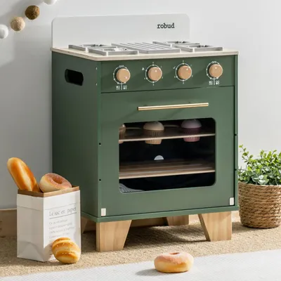 Immagine prodotto di Cucina giocattolo in legno per bambini, accessori per cucina giocattolo con forno e piano cottura, cibo giocattolo. Cucina per bambini, giocattoli per bambini dai 3 anni in su, fornello giocattolo per bambine