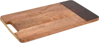 Produktbild von Rechteckige Servierplatte für Snacks und Vorspeisen aus Mangoholz und Schildkrötenmuster - 40 x 23 cm