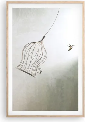 Produktbild von Gerahmtes Poster - Rahmen in heller Eiche - Flug Vogel Käfig - 61x91,5 cm - Wand Bild - Wanddeko - Wandbilder - Kunstposter - Wandposter - Bilderrahmen - Bilder - Kunstdruck - P2NPA61x91-5085