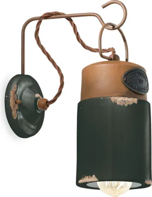 Produktbild von Wandlampe Keramik Metall E27 H: 33 cm Schwarz Shabby Antik Rostbraun Vintage Design Keramikleuchte