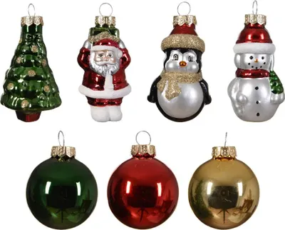 Productafbeelding van Mix glas d4.5l3.5h7 cm krd ass 5st kerst Decoris