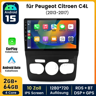 Produktbild von 10” CarPlay Android 15 Autoradio Für Citroen C4 DS4 2011-2018 GPS Navi WIFI BT DAB+ SWC USB DSP 2GB+64GB