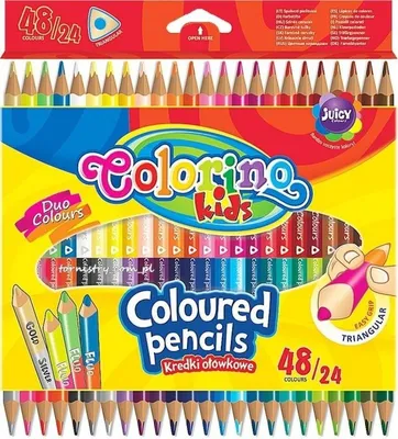 Obrázok produktu pre Trojhranné dvojfarebné ceruzky 24 ks /48 farieb Colorino