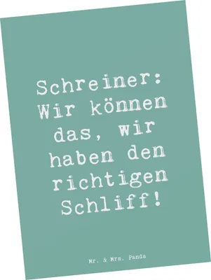 Produktbild von Mr. & Mrs. Panda Grußkarte Spruch Schreiner Kompetenz - Meeresbrise - Geschenk, Liebe zum Detail, Berufe, Berufsgestaltung, Geschenke mit Herz, Werkstattkultur, Fotokarte