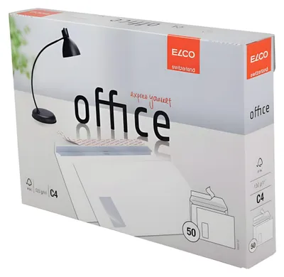 Immagine prodotto di Elco 74523.12 Briefumschlag Office in Shop Box - C4, hochweiß, haftklebend, mit Fenster, 120 g/qm, 50 Stück
