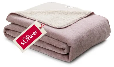 Produktbild von s.Oliver Lounge Decke 150x200 - Polyesterflausch kuschelig, warm & waschbar, Kuscheldecke rosa – Größe 150 x 200 cm
