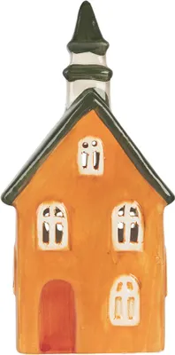 Immagine prodotto di Clayre & Eef Portacandele House 10x7x21 cm in Vetroceramica arancione