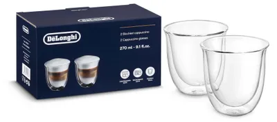 Immagine prodotto di Bicchiere termico DeLonghi DLSC311 Set cappuccino a doppia parete, 2 pezzi (1 confezione), trasparente