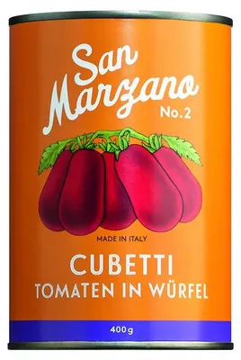 Obrázok produktu pre Viani | Talianske kockované paradajky San Marzano, veľkosť "Cubetti" | | Jemná ovocná chuť a sladkosť | 400g plechovka