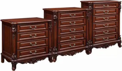 Zdjęcie produktu dla Stylowy zestaw klasycznych komód Projektant 3x szafki z szufladami