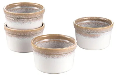 4 Soufflé-Ramekins, 240 ml, Porzellan, gebrochenes Weiß