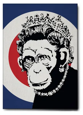 Produktbild von Giallobus - Affenkönigin - Banksy - 50L x 70W cm - Bild - Leinwand mit Standardrahmen