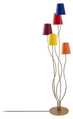 Image de Lampadaire Lampe sur pied en métal et tissu multicolore hauteur 160 cm 5 lumières E14 max 40 W Moderne