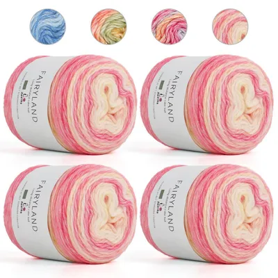 Obrázok produktu pre Priadze s postupným prechodom farieb, bavlna, 400 g, 980 m, viacfarebná, jemná, vhodná na pletenie a háčkovanie