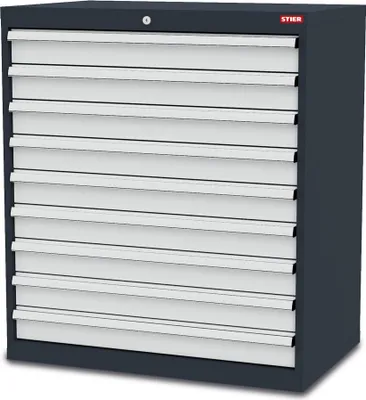 Produktbild von STIER Schubladenschrank mit 9 Schubladen BxTxH 900x575x1020 mm RAL 7016 / RAL 7035