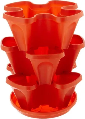 Immagine prodotto di Set di vasi da fiori impilabili a 3 livelli in terracotta con sistema di auto-irrigazione