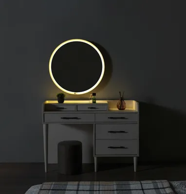 Image de Coiffeuse moderne en bois Chambre à coucher Table de maquillage avec miroir