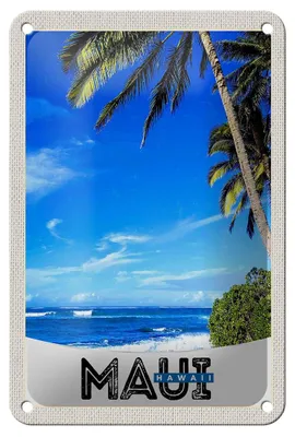 Produktbild von Blechschild Reise 12x18cm Maui Hawaii Insel USA Strand Urlaub Schild