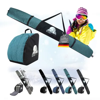 Produktbild von Skitasche Skitasche Ski-Schuh-Tasche KOMBI SET 160cm oder 180cm wasserdicht Mod3 (türkis meliert 180)