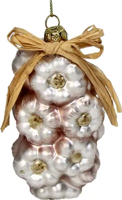 Produktbild von Christbaumschmuck Glas 10cm Knoblauchzopf Figur Weiß