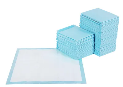 Produktbild von FEANDREA Puppy Pads, Welpen-Unterlage, 60 x 60 cm, 100 Stück, blau-weiß PTD60B