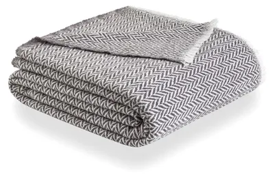 Image de Plaid couverture jeté - 100 % coton - 180 x 240 cm - Gris foncé - Pour lit et canapé