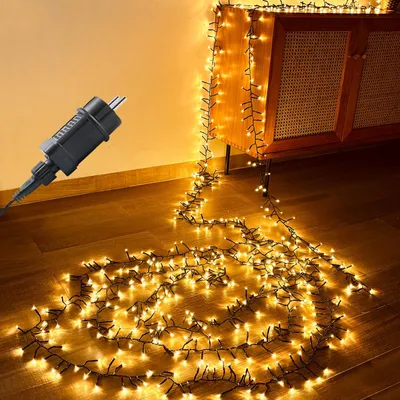 LED-Lichterkette 20 m, 1000 warmweiße Cluster-LEDs, IP44