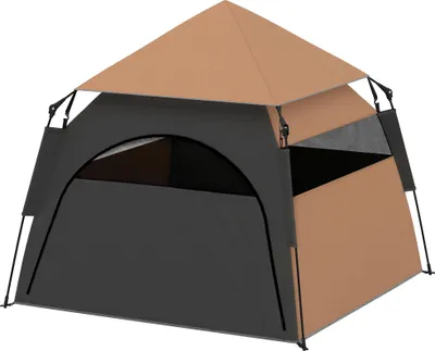 Produktbild von Haustierzelt, Hundezelt, klappbar, wetterbeständig, Hundehütte, für große Hunde, Dunkelbraun