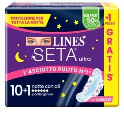 Immagine prodotto di Lines Seta Ultra Assorbenti Notte Cp 10+1 Pezzi
