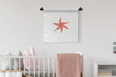 Produktbild von MuchoWow® Wandteppich Wandbehang Seestern - Rosa - Pastell 60x60 cm Tapisserie Dekoration Wandtuch - Dekorationen - Wand Decke