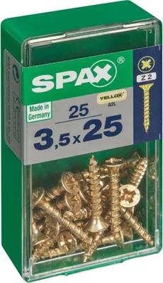 Image de Lot de 25 vis acier tête fraisée pozidriv SPAX, Diam.3.5 mm x L.25 mm