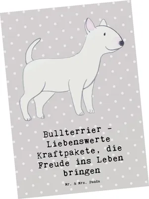Produktbild von Mr. & Mrs. Panda Grußkarte Bullterrier Kraftpaket - Grau Pastell - Geschenk, Postkarte, Hunderassen Beschreibung, Ansichtskarten, Ansichtskarte, Hundeliebhaber, Fotokarte