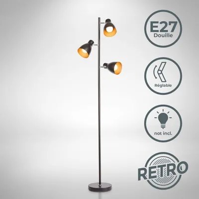 Produktbild von Stehleuchte Design Stehlampe Standleuchte Stand Lampe Metall 3-flammig schwarz