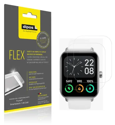 Immagine prodotto di 2x Pellicola protettiva per Trunsif Smartwatch 1.85 Zoll, rivestimento al 100%, Protezione dipos Flex